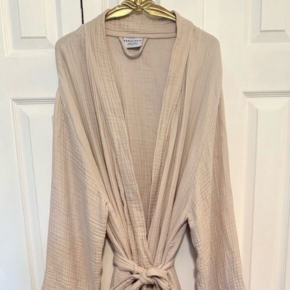 Parachute Cloud Cotton Robe in Bone 100% Cotton Muslin Gauze XXL 1X - Picture 6 of 9